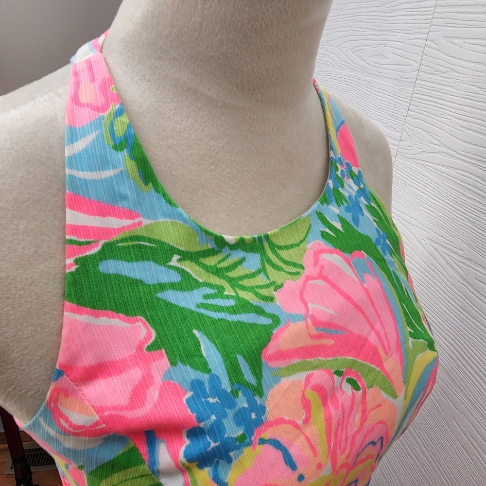 Lilly Pulitzer Cotton Back Zip Shift Dress Size 0 Strapless Racerback - Picture 7 of 12